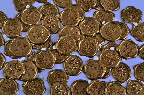 ملصقات ختم الشمع لدعوات الزفاف المغلف الطوابع السدادة ذاتية اللصق ختم الشمع ملصق القلب حرف الذهب البرونزي لعيد الميلاد حفل زفاف عيد ميلاد (60، مزيج الذهب) in Kuwait