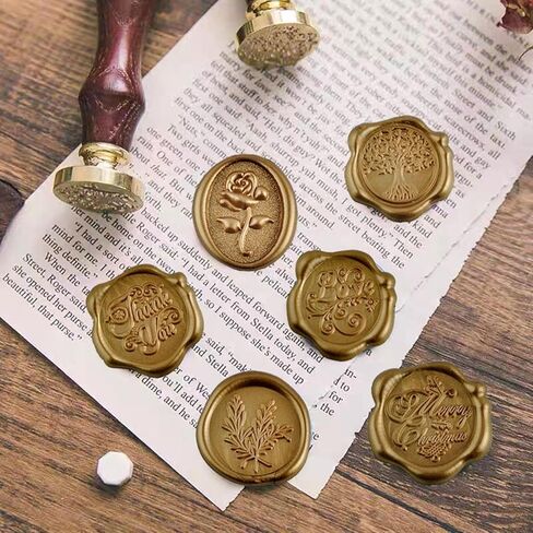 ملصقات ختم الشمع لدعوات الزفاف المغلف الطوابع السدادة ذاتية اللصق ختم الشمع ملصق القلب حرف الذهب البرونزي لعيد الميلاد حفل زفاف عيد ميلاد (60، مزيج الذهب) in Kuwait