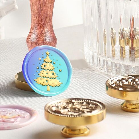 MAYJOYDIY Christmas Reindeer Wax Seal Stamp Offical Seal of The North Pole Reindeer Stamp Xmas Vintage Sealing Stamp 25mm Removable Brass Head for Letters Invitations Envelopes Gift Packing in Saudi Arabia