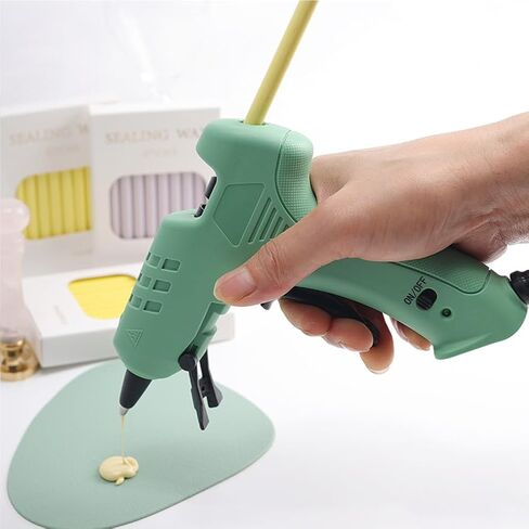 Green Sealing Wax Sticks add Glue Wax Gun, Hot Melting Glue Gun for Mini Size Green Wax Seal Sticks Low Tempreture Great Tool for DIY Wax Seals Wxa Seal Stamp (Green Sticks & Wax Gun) in Kuwait