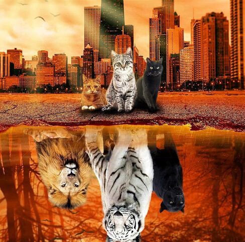 Jigsaw Puzzles 1000 Pieces Puzzles for Adults, Cat Tiger Puzzle Animal Adult Toys, 27x20 Unique Difficult and Challenge Large Puzzle Game Toys Gift in Saudi Arabia