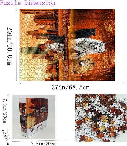 Jigsaw Puzzles 1000 Pieces Puzzles for Adults, Cat Tiger Puzzle Animal Adult Toys, 27x20 Unique Difficult and Challenge Large Puzzle Game Toys Gift in Saudi Arabia