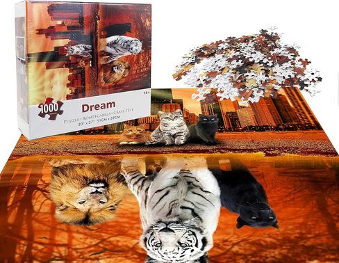 Jigsaw Puzzles 1000 Pieces Puzzles for Adults, Cat Tiger Puzzle Animal Adult Toys, 27x20 Unique Difficult and Challenge Large Puzzle Game Toys Gift in Saudi Arabia