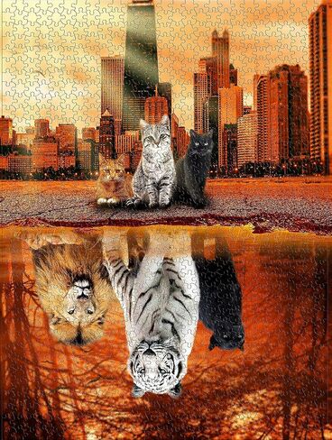 Jigsaw Puzzles 1000 Pieces Puzzles for Adults, Cat Tiger Puzzle Animal Adult Toys, 27x20 Unique Difficult and Challenge Large Puzzle Game Toys Gift in Saudi Arabia