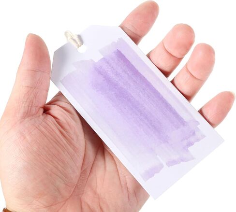 Yeaqee 4 3/4-in x 2 3/8-in Gift Tags with String Watercolor Pattern Paper Tags Hanging Tags Price Tags Greeting Tags for DIY Crafts Holiday Party Favors, 60 Pcs in Saudi Arabia