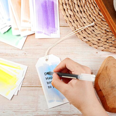 Yeaqee 4 3/4-in x 2 3/8-in Gift Tags with String Watercolor Pattern Paper Tags Hanging Tags Price Tags Greeting Tags for DIY Crafts Holiday Party Favors, 60 Pcs in Saudi Arabia