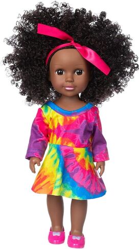 ZQDOLL Black Baby Doll 14.5 inch African Girl Doll and Clothes Set Soft Silicone Doll Best Gift for Kids in Kuwait