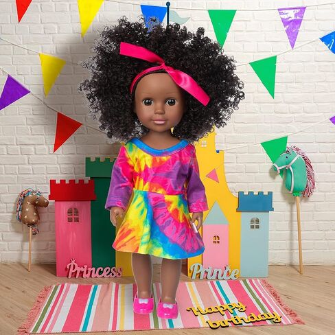 ZQDOLL Black Baby Doll 14.5 inch African Girl Doll and Clothes Set Soft Silicone Doll Best Gift for Kids in Kuwait