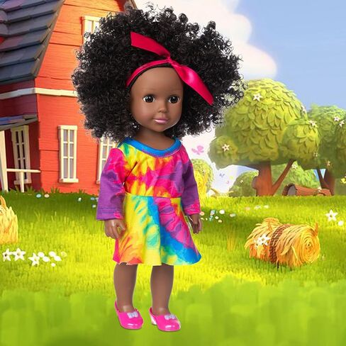 ZQDOLL Black Baby Doll 14.5 inch African Girl Doll and Clothes Set Soft Silicone Doll Best Gift for Kids in Kuwait