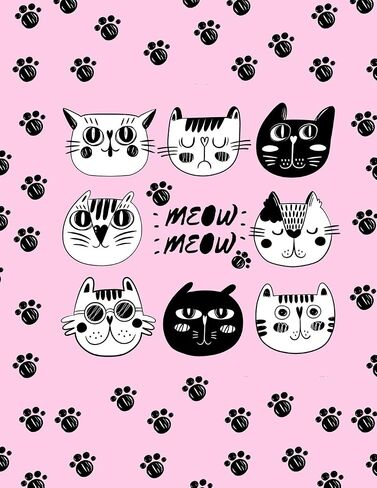 Meow Meow: Cats Faces Cute Sketchbook, 8.5" x 11", 110 Pages, Large Blank Funny Sketchbook With A Cats Pattern On A Light Pink Background For Drawing, ... Writing And Notes (Funny Cat Notebooks) in Saudi Arabia