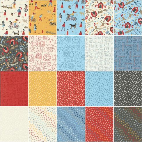 Dog Daze Charm Pack by Stacy Iest HSU; 42-5" Precut Fabric Quilt Squares in Saudi Arabia