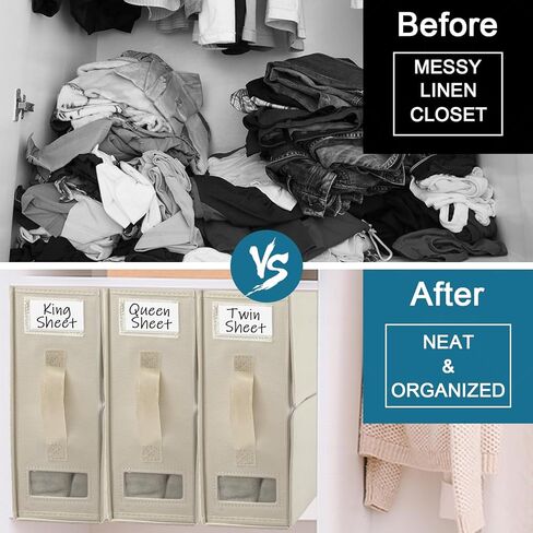 منظمات ملاءات السرير وتخزينها من بلينسيكس (3 عبوات)، منظم تخزين مكعب قابل للطي لتخزين ملاءات الكتان (حجم كينج أو كوين)، تخزين أغطية اللحاف، وتخزين البطانية - بيج in Kuwait