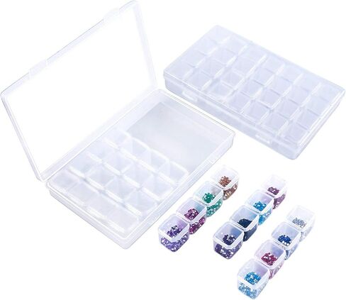 simuer 28Grids Storage Box Organizers, Diamond Embroidery Box Clear Bead Container Painting Jewelry Accessory Container Case 2 Pack in Kuwait