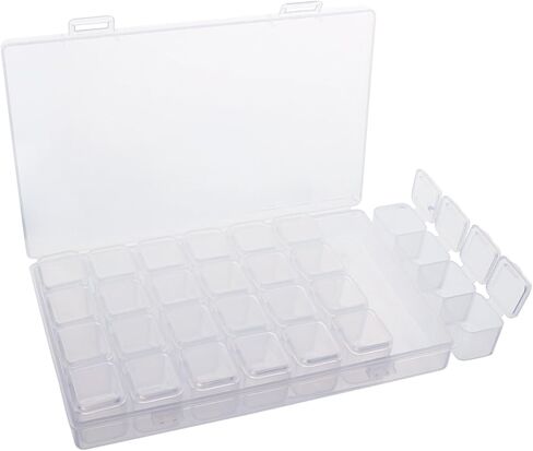 simuer 28Grids Storage Box Organizers, Diamond Embroidery Box Clear Bead Container Painting Jewelry Accessory Container Case 2 Pack in Kuwait