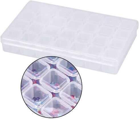 simuer 28Grids Storage Box Organizers, Diamond Embroidery Box Clear Bead Container Painting Jewelry Accessory Container Case 2 Pack in Kuwait