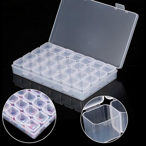 simuer 28Grids Storage Box Organizers, Diamond Embroidery Box Clear Bead Container Painting Jewelry Accessory Container Case 2 Pack in Kuwait
