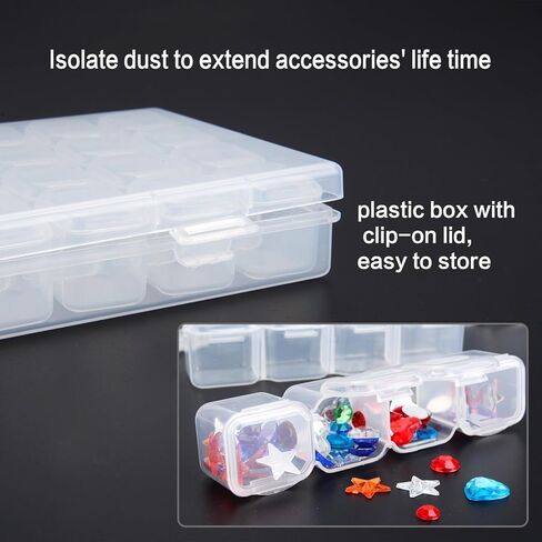 simuer 28Grids Storage Box Organizers, Diamond Embroidery Box Clear Bead Container Painting Jewelry Accessory Container Case 2 Pack in Kuwait