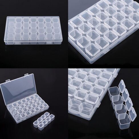 simuer 28Grids Storage Box Organizers, Diamond Embroidery Box Clear Bead Container Painting Jewelry Accessory Container Case 2 Pack in Kuwait