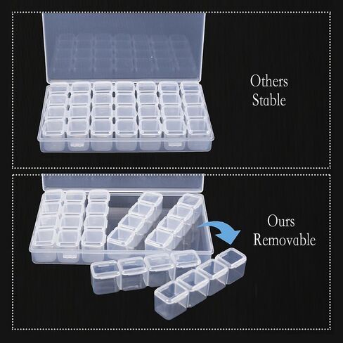 simuer 28Grids Storage Box Organizers, Diamond Embroidery Box Clear Bead Container Painting Jewelry Accessory Container Case 2 Pack in Kuwait