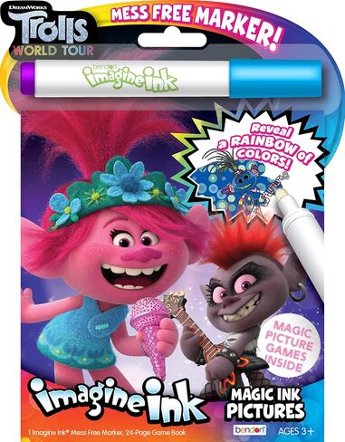 Bendon Imagine Ink Coloring Game Book, Magic Ink Pictures, Mess Free Marker (Trolls World Tour) in Saudi Arabia
