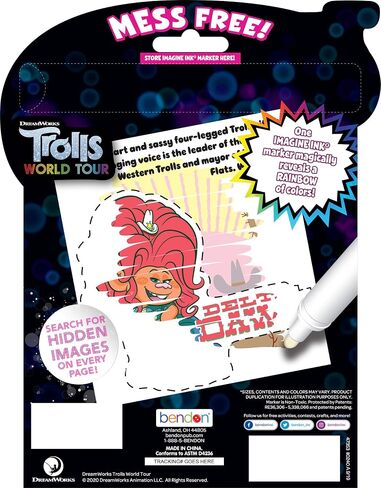 Bendon Imagine Ink Coloring Game Book, Magic Ink Pictures, Mess Free Marker (Trolls World Tour) in Saudi Arabia