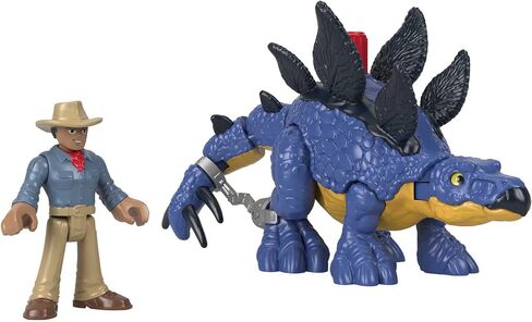 Fisher-Price Jurassic World Toys Dominion Stegosaurus Dinosaur & Dr. Alan Grant,3-Piece Poseable Figure Set for Preschool Kids Ages 3 and Up in Saudi Arabia