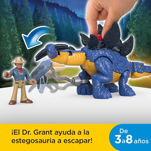 Fisher-Price Jurassic World Toys Dominion Stegosaurus Dinosaur & Dr. Alan Grant,3-Piece Poseable Figure Set for Preschool Kids Ages 3 and Up in Saudi Arabia