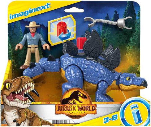 Fisher-Price Jurassic World Toys Dominion Stegosaurus Dinosaur & Dr. Alan Grant,3-Piece Poseable Figure Set for Preschool Kids Ages 3 and Up in Saudi Arabia