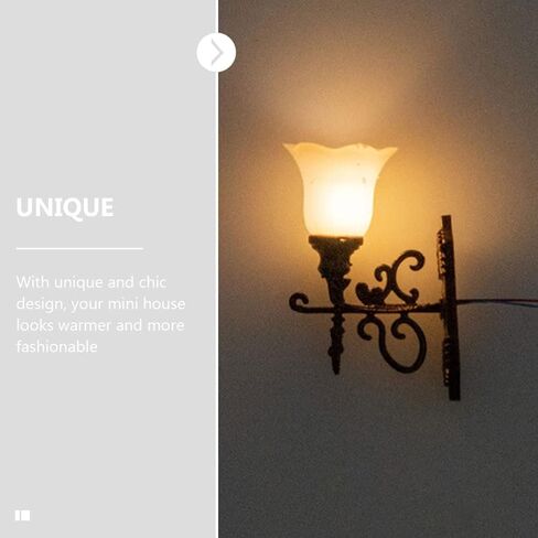 Yardwe Vintage ديكور المنزل 4 قطع LED شمعدانات جدارية 1: 12 مقياس جدار مصباح شمعدانات مصغرة نماذج إضاءة طاولة الرمل أضواء لعبة لديكورات المناظر الطبيعية نموذج القطار in Kuwait