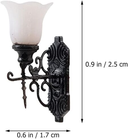 Yardwe Vintage ديكور المنزل 4 قطع LED شمعدانات جدارية 1: 12 مقياس جدار مصباح شمعدانات مصغرة نماذج إضاءة طاولة الرمل أضواء لعبة لديكورات المناظر الطبيعية نموذج القطار in Kuwait