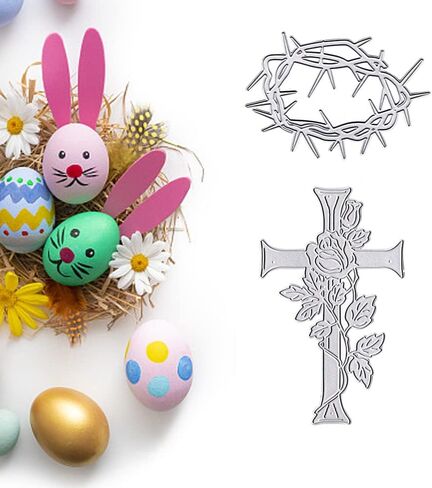 ALIBBON Happy Easter Rabbit Egg Die Cuts for Card Making, 4 Easter Eggs Cutting Dies Metal Template Molds, Easter Words Dies for Crafting DIY Photo Album Embossing Scrapbooking Supplies in Kuwait