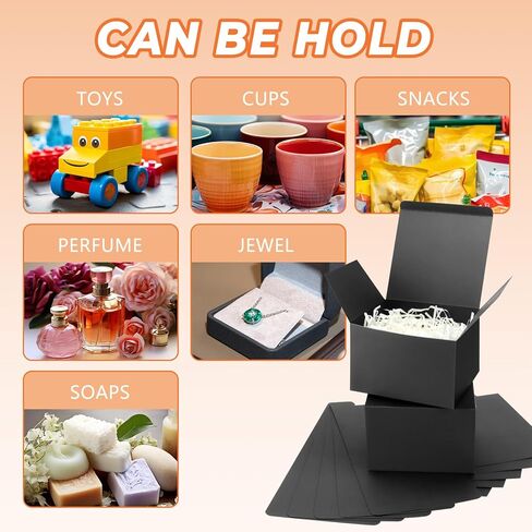 اي ساسر 25 صندوق هدايا اسود 6 × 6 × 4 انش، صناديق هدايا متينة مع اغطية، صندوق اقتراح وصيفة العروس، صندوق هدايا من الورق المقوى للهدايا، صناديق حرفية مع خيط بطول 33 قدم للكريسماس والهدايا والتغليف in Kuwait