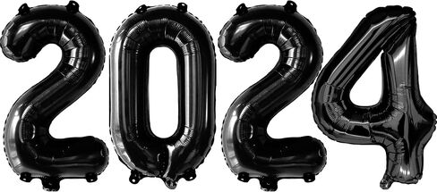 KatchOn, Black 2024 Balloons Number - 16 Inch, New Years Balloons | Black 2024 Balloon Numbers for Happy New Years Decorations 2024 | Black 2024 Foil Balloons for New Years Eve Party Supplies 2024 in Kuwait