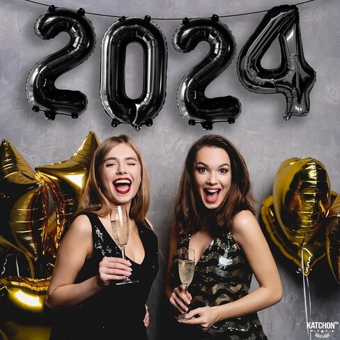 KatchOn, Black 2024 Balloons Number - 16 Inch, New Years Balloons | Black 2024 Balloon Numbers for Happy New Years Decorations 2024 | Black 2024 Foil Balloons for New Years Eve Party Supplies 2024 in Kuwait
