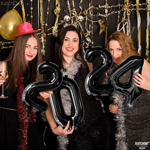 KatchOn, Black 2024 Balloons Number - 16 Inch, New Years Balloons | Black 2024 Balloon Numbers for Happy New Years Decorations 2024 | Black 2024 Foil Balloons for New Years Eve Party Supplies 2024 in Kuwait
