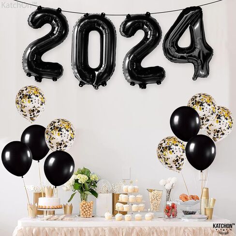 KatchOn, Black 2024 Balloons Number - 16 Inch, New Years Balloons | Black 2024 Balloon Numbers for Happy New Years Decorations 2024 | Black 2024 Foil Balloons for New Years Eve Party Supplies 2024 in Kuwait