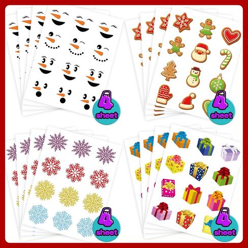جوي بانغ 384 قطعة من ملصقات الكريسماس للاطفال، ملصقات عيد الميلاد للحرف اليدوية وبطاقات الاعياد للبطاقات، ملصقات دائرية للكريسماس لحقائب الهدايا والمغلفات وهدايا حفلات الكريسماس in Kuwait