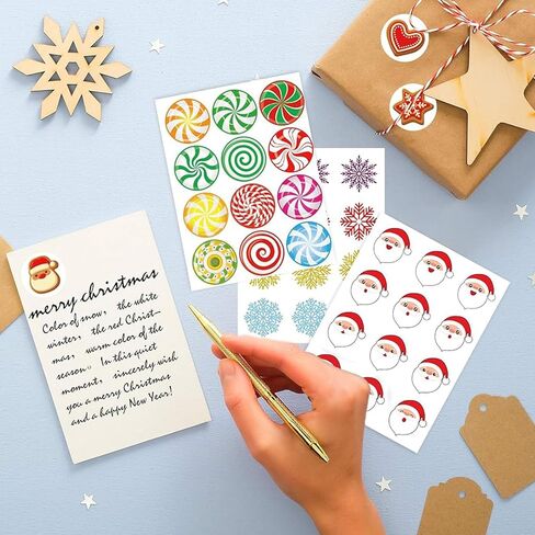 جوي بانغ 384 قطعة من ملصقات الكريسماس للاطفال، ملصقات عيد الميلاد للحرف اليدوية وبطاقات الاعياد للبطاقات، ملصقات دائرية للكريسماس لحقائب الهدايا والمغلفات وهدايا حفلات الكريسماس in Kuwait