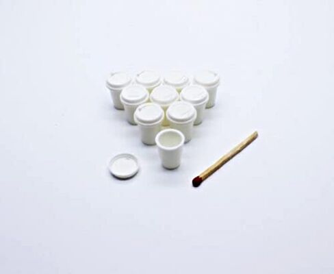 باي ايزي 10 اكواب قهوة ساخنة تفتح الغطاء بحجم 1 سم بتصميم مصغر لبيت الدمى والطعام والمطبخ in Kuwait