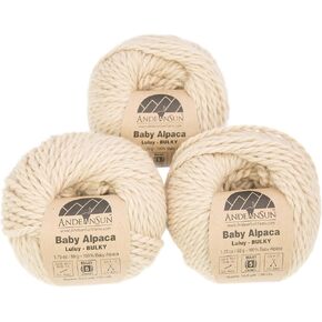 (Set of 3)100% Baby Alpaca Yarn Not Wool [163.5 Yards Total] (Beige, 5 Bulky)