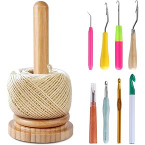 حامل غزل خشبي من Joyeee مع آلية التدوير الكلاسيكية، حامل غزل للكروشيه، حامل كرة غزل مغزلي، ملحق تطريز الحياكة مع خطاف كروشيه in Kuwait