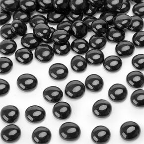 DomeStar 500PCS Flat Glass Marbles, Black Glass Beads Glass Gems Vase Fillers for Table Scatter Home Decor Vase Fireplace