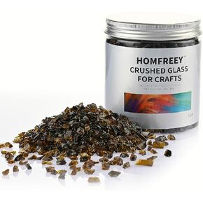 Crushed Glass for Crafts,Agate Red Broken Glass Pieces for Resin Art/Terrazzo Floor Art/Vase Pool/Fish Tank/Candle Tray Filler Decoration (1.2 Pound/Jar)