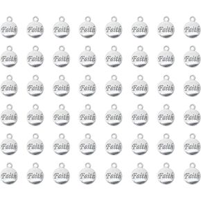 sowaka 50 Pcs Faith Jewelry Making Kits Metal Small Cute Inspiration Message Accessories for DIY Necklace Earring Bracelets Bookmark Keychain Thanksgiving Supplies (Love)