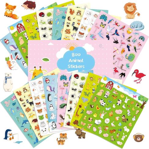 FANCY LAND Animal Stickers for Kids Assortment Set 800 Count 16 Sheets 8 Themes Collection for Children Craft Party Favors in Saudi Arabia