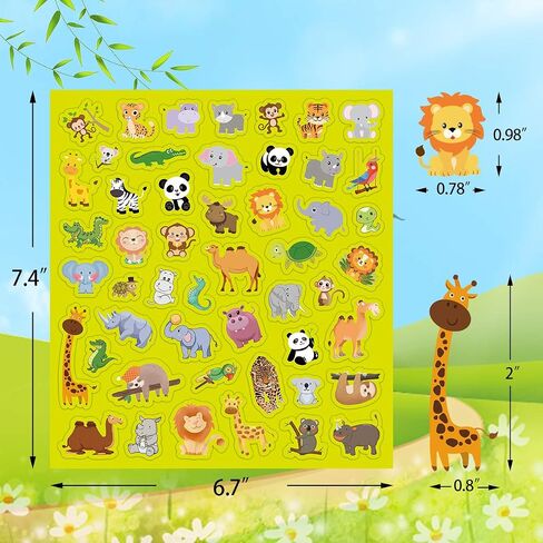 FANCY LAND Animal Stickers for Kids Assortment Set 800 Count 16 Sheets 8 Themes Collection for Children Craft Party Favors in Saudi Arabia