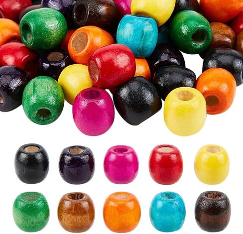 PH PandaHall 300pcs Colorful Wooden Beads, 10 Colors 10mm Painted Wood Beads Round Wood Spacer Beads with 4mm Large Hole for Jewelry Making Braiding Macrame DIY Craft Project Bird Swing in Kuwait