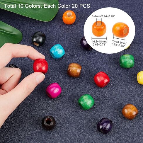 PH PandaHall 300pcs Colorful Wooden Beads, 10 Colors 10mm Painted Wood Beads Round Wood Spacer Beads with 4mm Large Hole for Jewelry Making Braiding Macrame DIY Craft Project Bird Swing in Kuwait