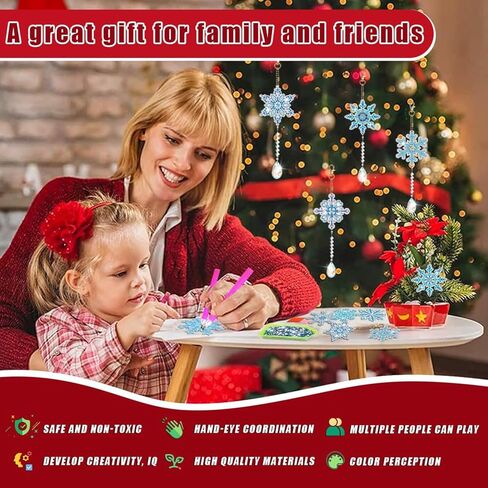 10 قطع من ندفة الثلج الشتوية الماسية 5D DIY طقم طلاء ماسي لعيد الميلاد مجموعات تعليق على الوجهين ندفة الثلج مع قلادة كريستال لعيد الميلاد ونوافذ المنزل والحديقة وديكور الحرف اليدوية in Kuwait