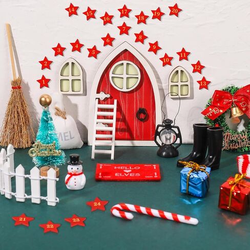 دلاء الزفاف 41 قطعة عيد الميلاد دمية مصغرة مجموعة الباب الجنية مع عيد الميلاد قزم الباب الديكور وإكسسوارات شجرة عيد الميلاد 1:12 مقياس مشهد مصغر الحلي لحفلة عيد الميلاد ديكور DIY in Kuwait